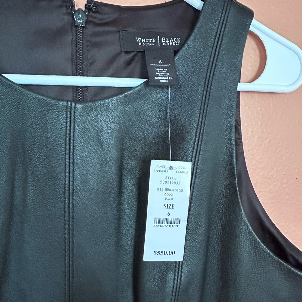 White House Black Market Black Leather Halter Sheath Mini Dress - Picture 2 of 3